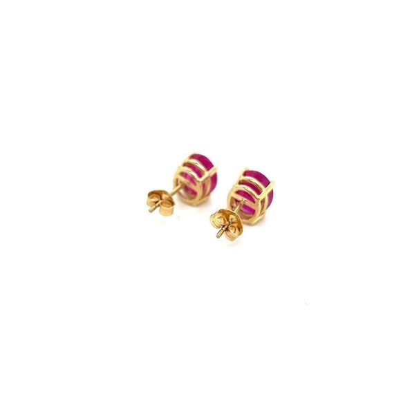 Natural Ruby Stud Earrings 14k Yellow Gold 4.18 TW Certified 307907 - Picture 7 of 12